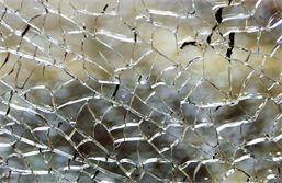 Broken glass in sash window
